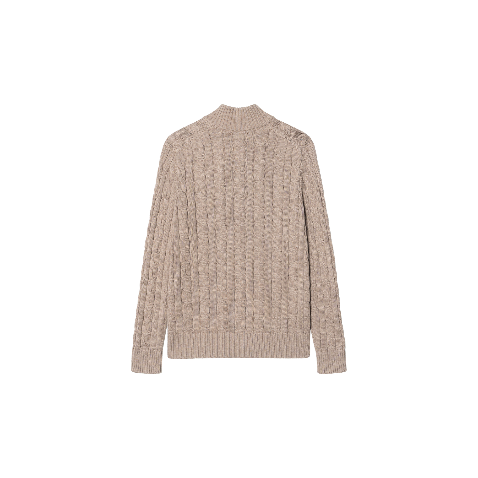 Polo Ralph Lauren FW24 Oatmeal Cable Knit Half-Zip Sweater with Pony Logo Mens. 710919213-010 圖 3