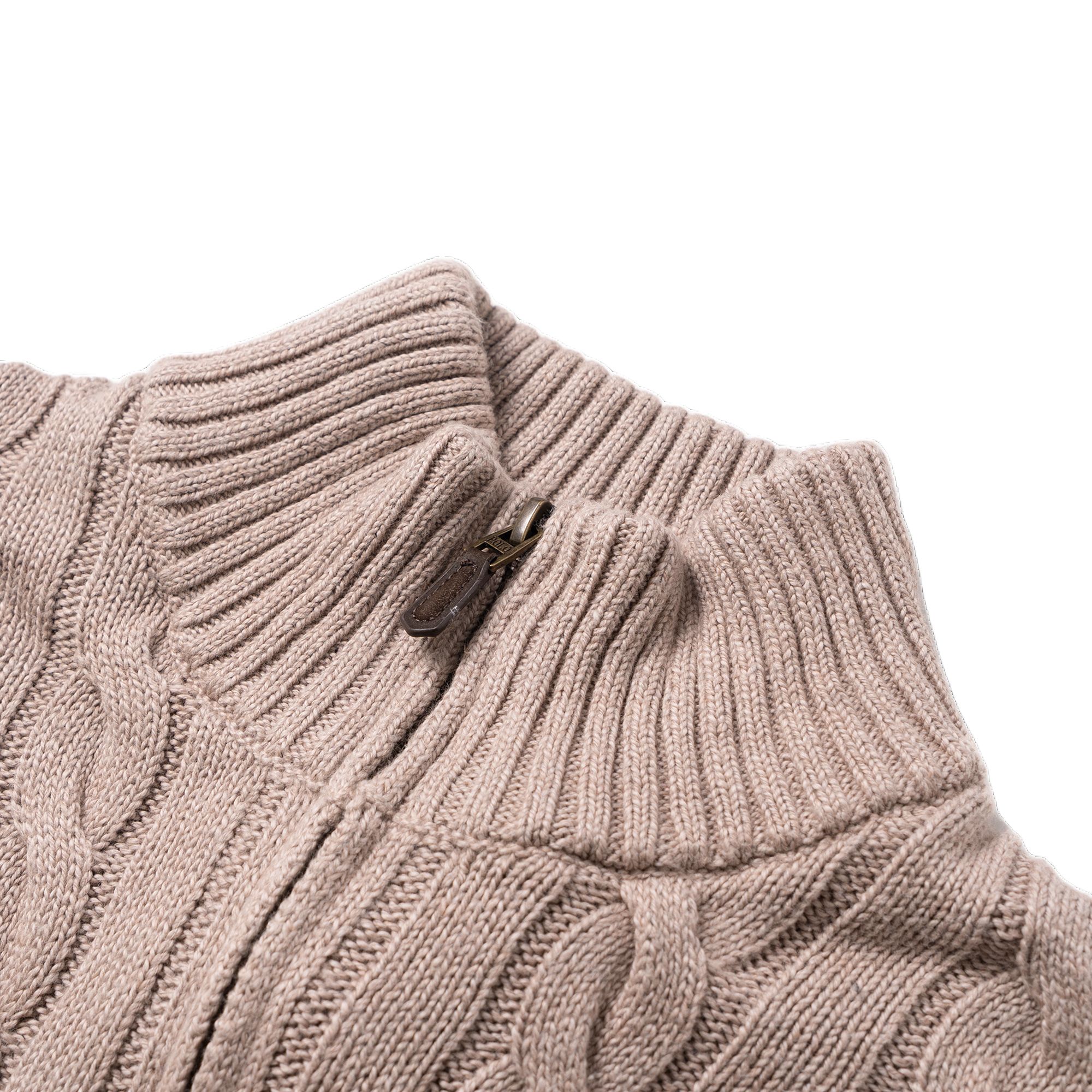 Polo Ralph Lauren FW24 Oatmeal Cable Knit Half-Zip Sweater with Pony Logo Mens. 710919213-010 圖 4