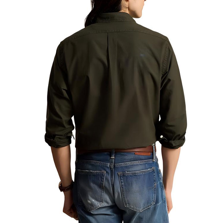 Purchase Polo Ralph Lauren FW24 男士橄欖綠刺繡標誌寬鬆長袖襯衫 MNPOWOV16823843-300