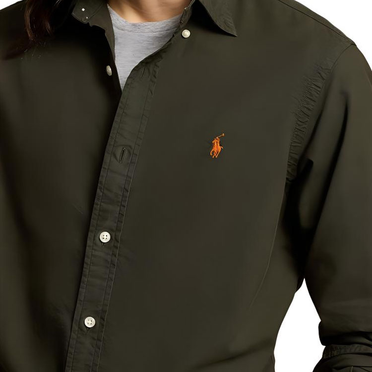 Details for Polo Ralph Lauren FW24 男士橄欖綠刺繡標誌寬鬆長袖襯衫 MNPOWOV16823843-300