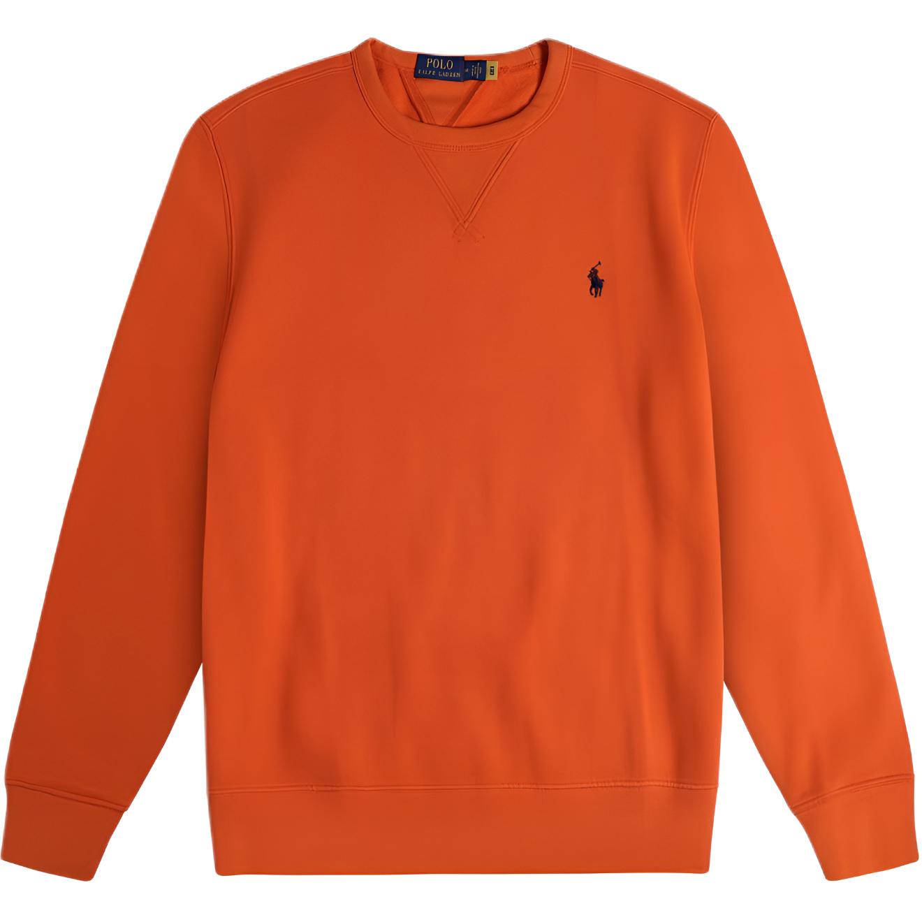 Order Polo Ralph Lauren FW24 Sweater Oranye Crewneck dengan Logo Pony Bordir 710790783-003