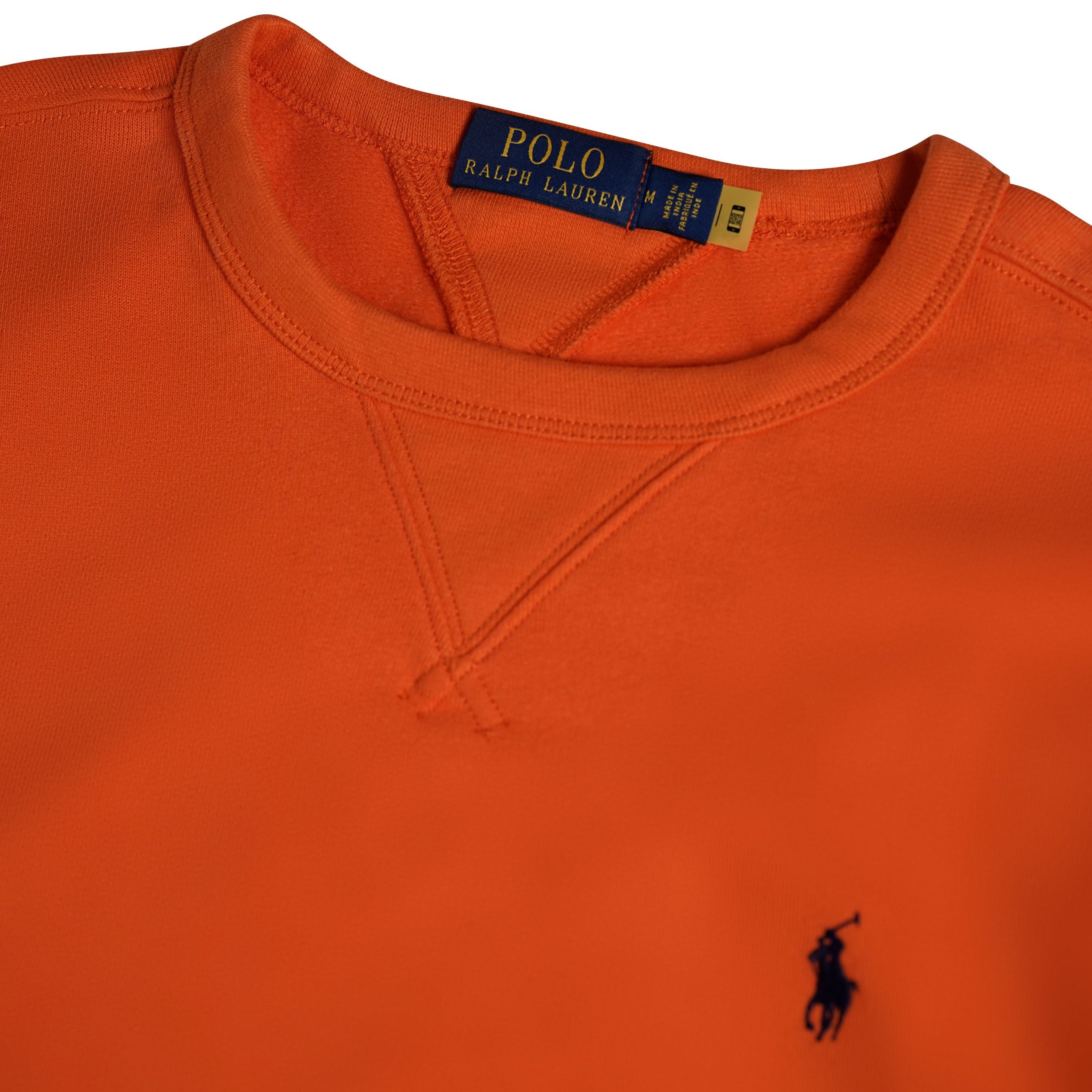 Shop Polo Ralph Lauren FW24 Sweater Oranye Crewneck dengan Logo Pony Bordir 710790783-003