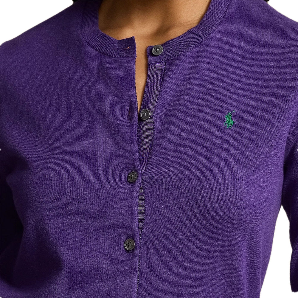 Details for Polo Ralph Lauren FW24 Kardigan Rajut Ungu Wanita dengan Bordir Logo. WMPOSWENDW20295-500