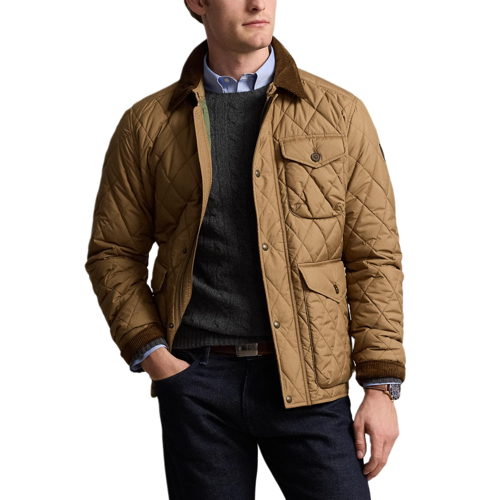 Polo Ralph Lauren FW24 Quilted Solid Point Collar Brown Long Sleeve Jacket Men 710847071012 圖 3