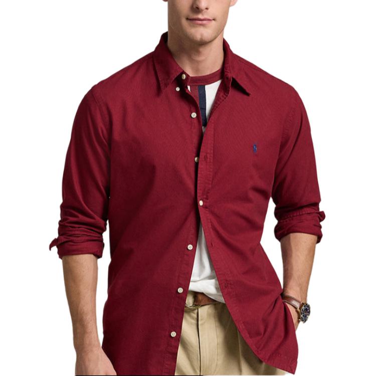 Purchase Polo Ralph Lauren FW24 男士紅色刺繡Logo寬鬆版型長袖襯衫 MNPOWOV16823837-601
