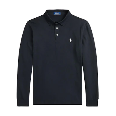Polo Ralph Lauren FW24 Slim Fit Logo Embroidered Long Sleeve Polo Shirt Black MNPOKNI16823927-410