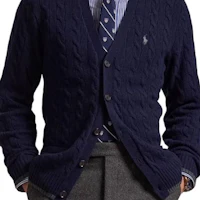 Details for Polo Ralph Lauren FW24 男士麻花紋針織開襟毛衣 猎人海軍藍 710949808001