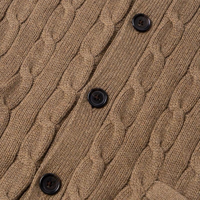 Details for Polo Ralph Lauren FW24 Solid Cable Knit Lengan Panjang Sweater Coklat. 710929351005