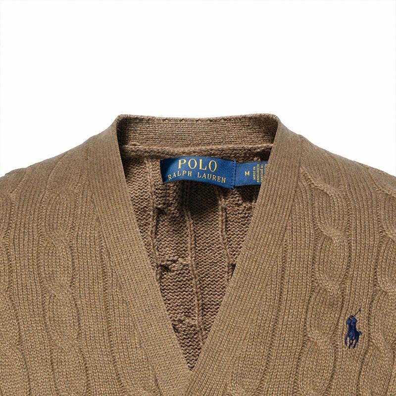 Sizing Polo Ralph Lauren FW24 Solid Cable Knit Lengan Panjang Sweater Coklat. 710929351005
