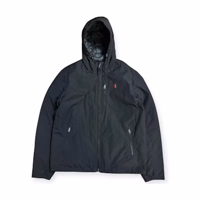 Polo Ralph Lauren FW24 Solid Color Pony Logo Hooded Puffer Jacket Black Mens. MNPOOTW16021465-001