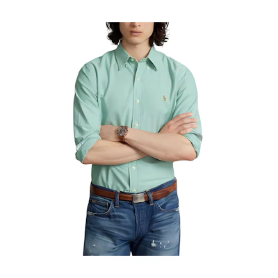 Polo Ralph Lauren FW24 Solid Cotton Oxford Long Sleeve Shirt Academy Green Men. MNPOWOV16823630-300