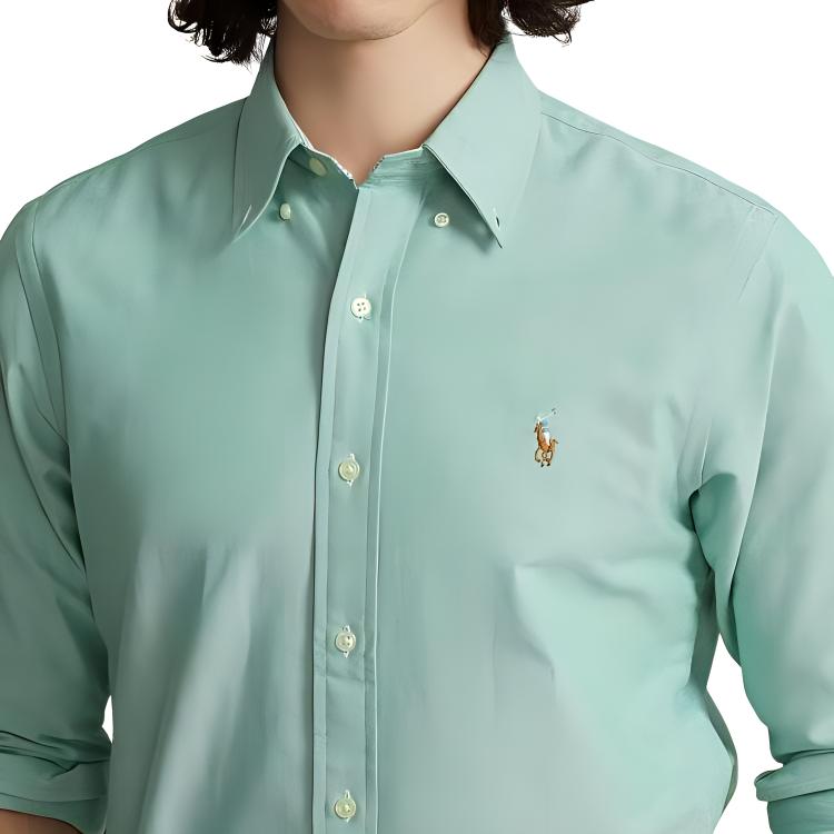 Polo Ralph Lauren FW24 Solid Cotton Oxford Long Sleeve Shirt Academy Green Men. MNPOWOV16823630-300 圖 5