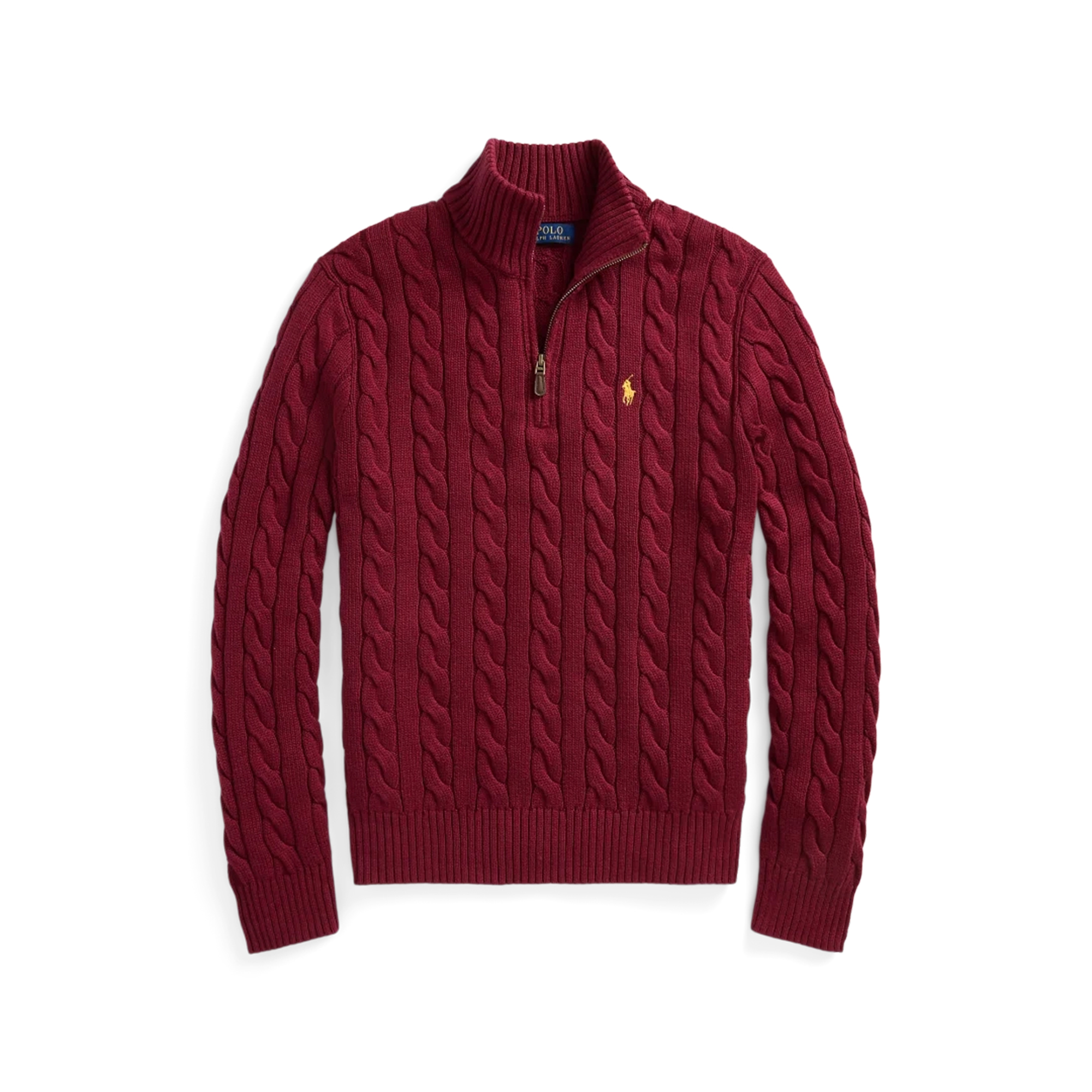 Polo Ralph Lauren FW24 Solid Embroidered Pony Half-Turtleneck Knit Sweater Red Carpet. 710810841504