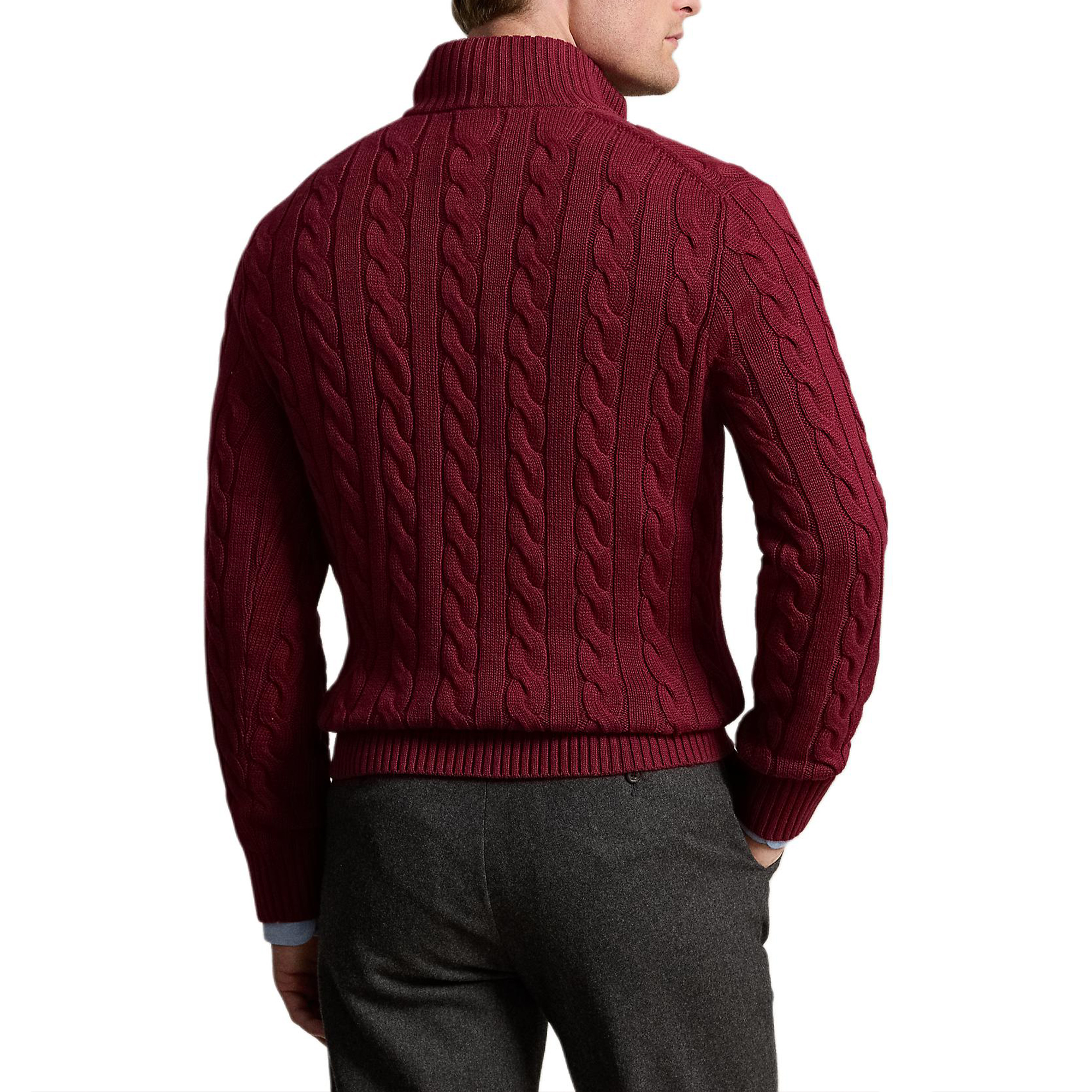 Shop 폴로 랄프 로렌 FW24 솔리드 자수 포니 하프 터틀넥 니트 스웨터 레드 카펫. 710810841504