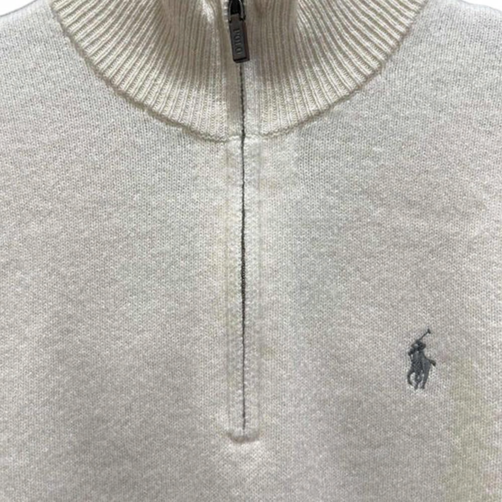 Details for Polo Ralph Lauren FW24 Solid Half-Zip Knit Long Sleeve Sweater White (). 710892482-007