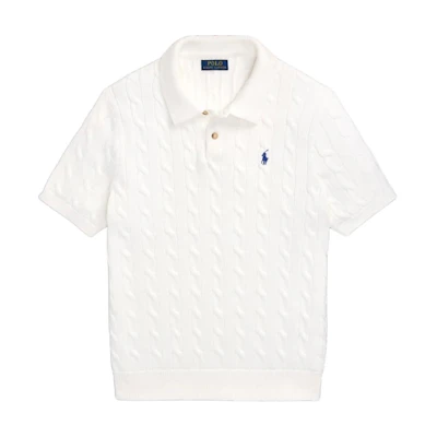Polo Ralph Lauren FW24 Solid Logo Embroidered Knit Short Sleeve Polo White . MNPOSWE1N820028-100