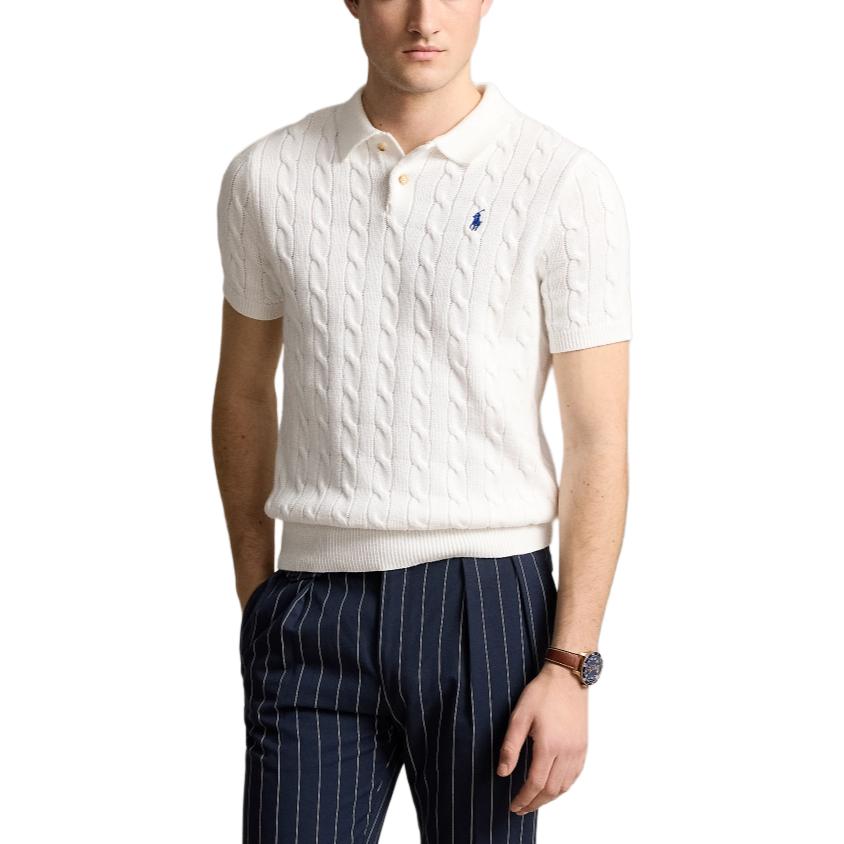 Sizing Polo Ralph Lauren FW24 Logo Bersulam Baju Polo Lengan Pendek Putih. MNPOSWE1N820028-100