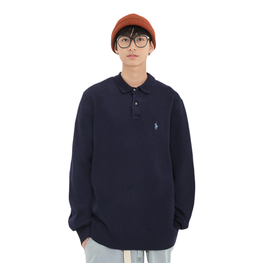 Polo Ralph Lauren FW24 Solid Logo Embroidery Long Sleeve Sweater Hunter Navy Men. MNPOSWE16822053-400 圖 7