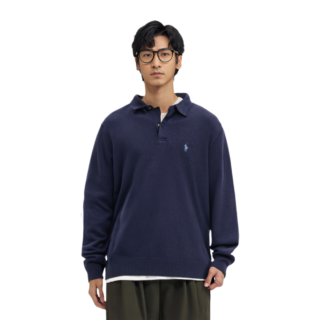 Polo Ralph Lauren FW24 Solid Logo Embroidery Long Sleeve Sweater Hunter Navy Men. MNPOSWE16822053-400 圖 8