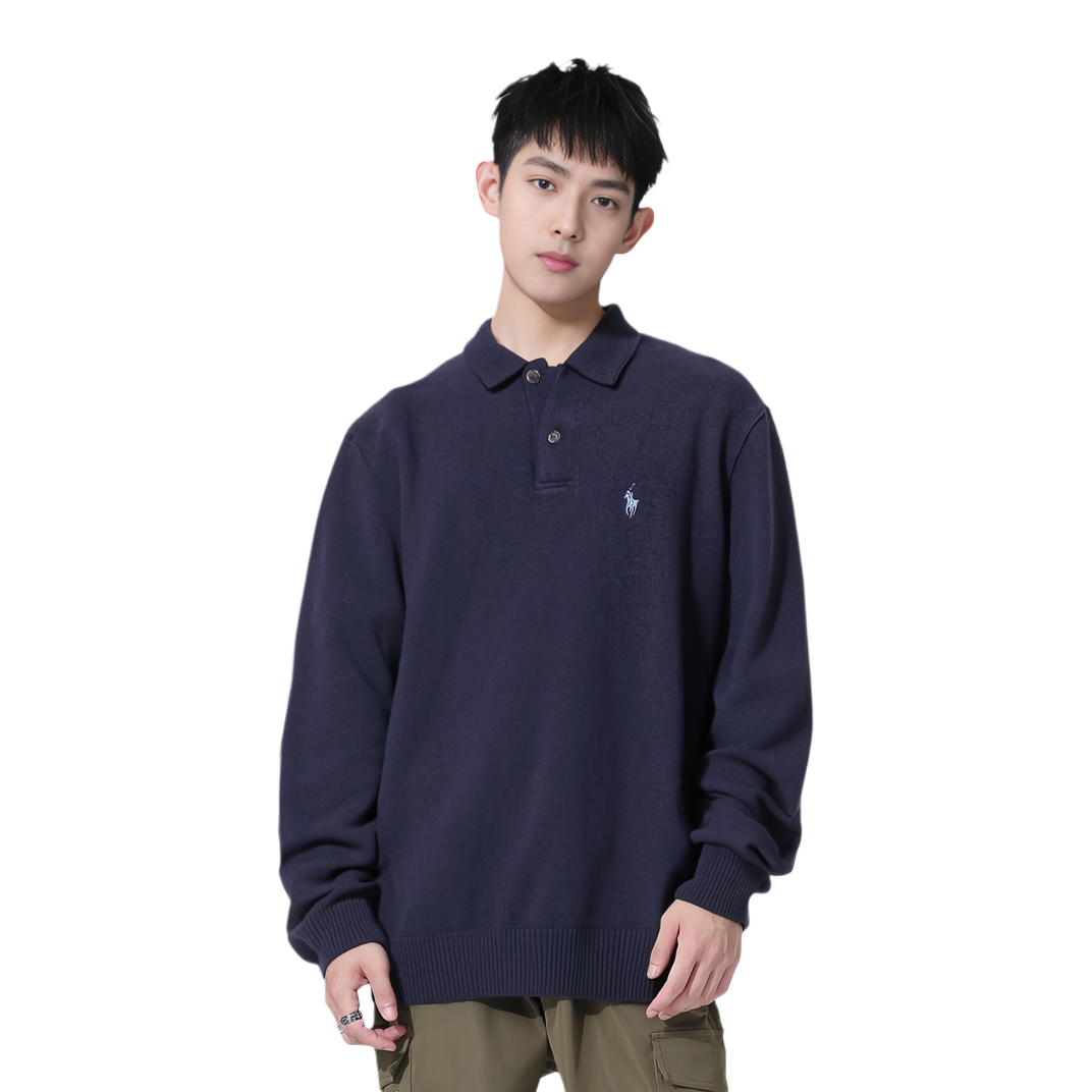 Polo Ralph Lauren FW24 Solid Logo Embroidery Long Sleeve Sweater Hunter Navy Men. MNPOSWE16822053-400 圖 9