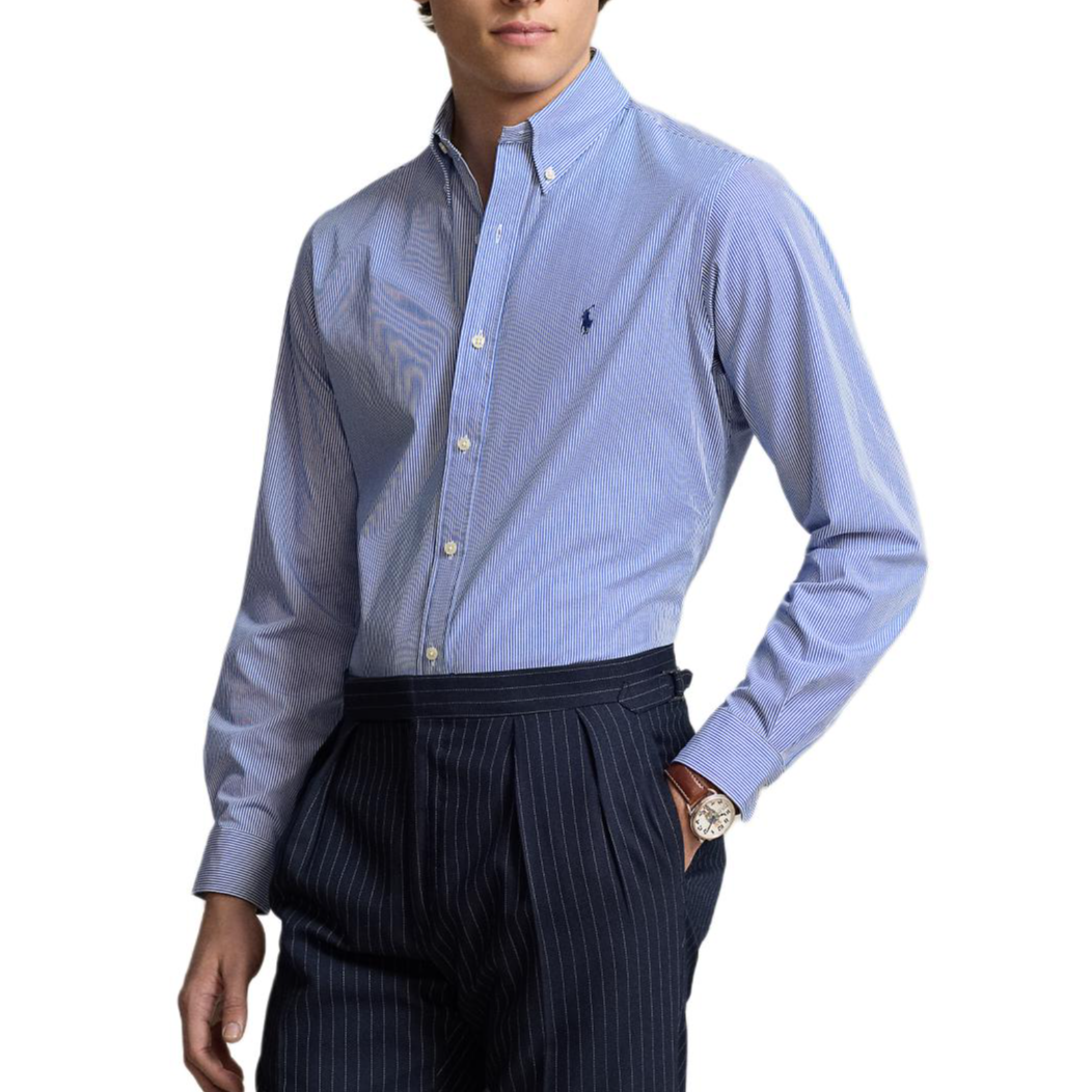 Polo Ralph Lauren FW24 Striped Collared Long-Sleeve Shirt Men’s Blue MNPOWOV16823580-400 圖 4