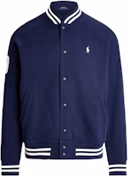 Polo Ralph Lauren FW24 Striped Logo Baseball Collar Navy Jacket 710935535-001 Polo Ralph Lauren FW24 Striped Logo Baseball Collar Navy Jacket 710935535-001