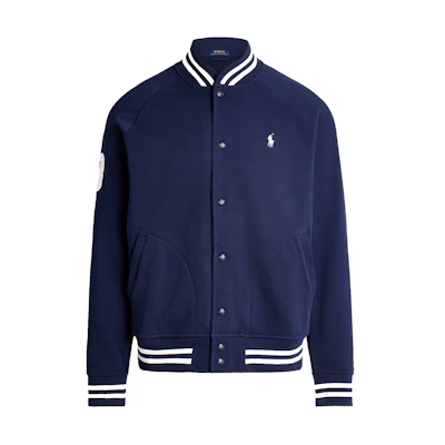 Polo Ralph Lauren FW24 Striped Logo Baseball Collar Navy Jacket 710935535-001