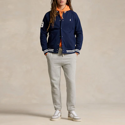 Polo Ralph Lauren FW24 条纹标志棒球领海军蓝夹克 710935535-001 Lookbook Polo Ralph Lauren FW24 条纹标志棒球领海军蓝夹克 710935535-001