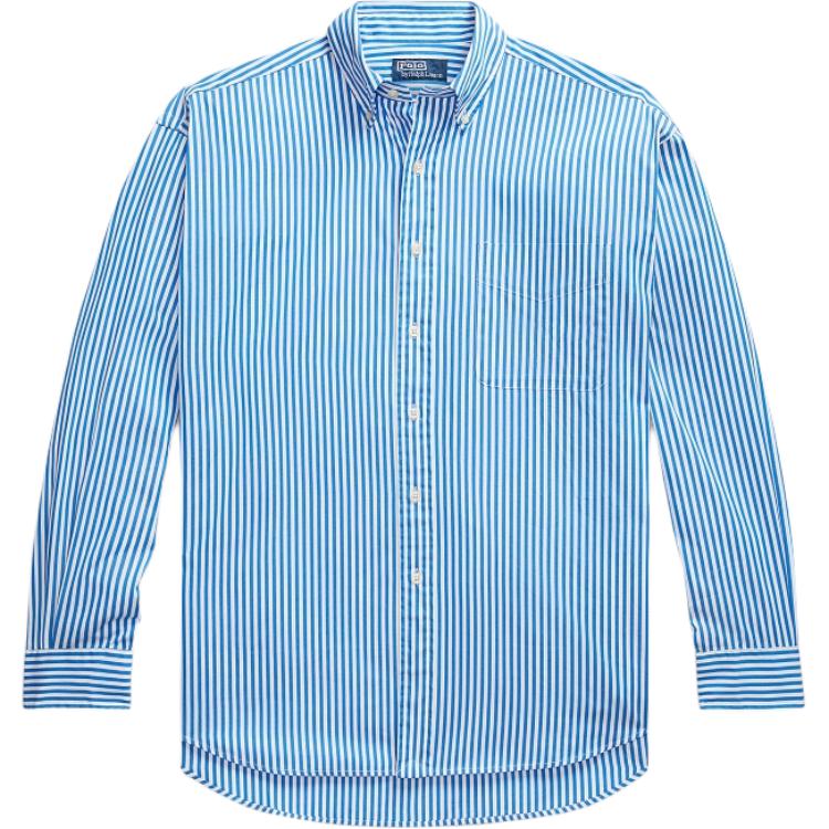 Polo Ralph Lauren FW24 Striped Single-Breasted Loose Long Sleeve Shirt Men Blue MNPOWOV16823656-400