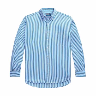 Polo Ralph Lauren FW24 Striped Single-Breasted Loose Long Sleeve Shirt Men Blue MNPOWOV16823656-400