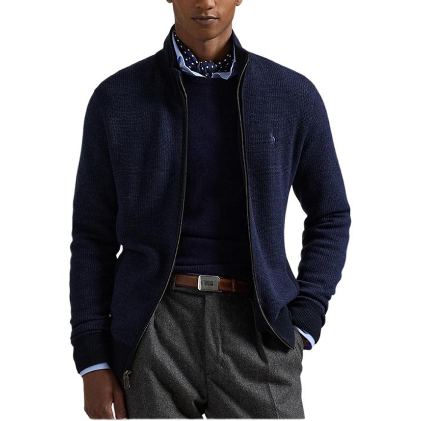 Polo Ralph Lauren FW24 Textured Full-Zip Half-Turtleneck Sweater  Navy. 710948864001 圖 4