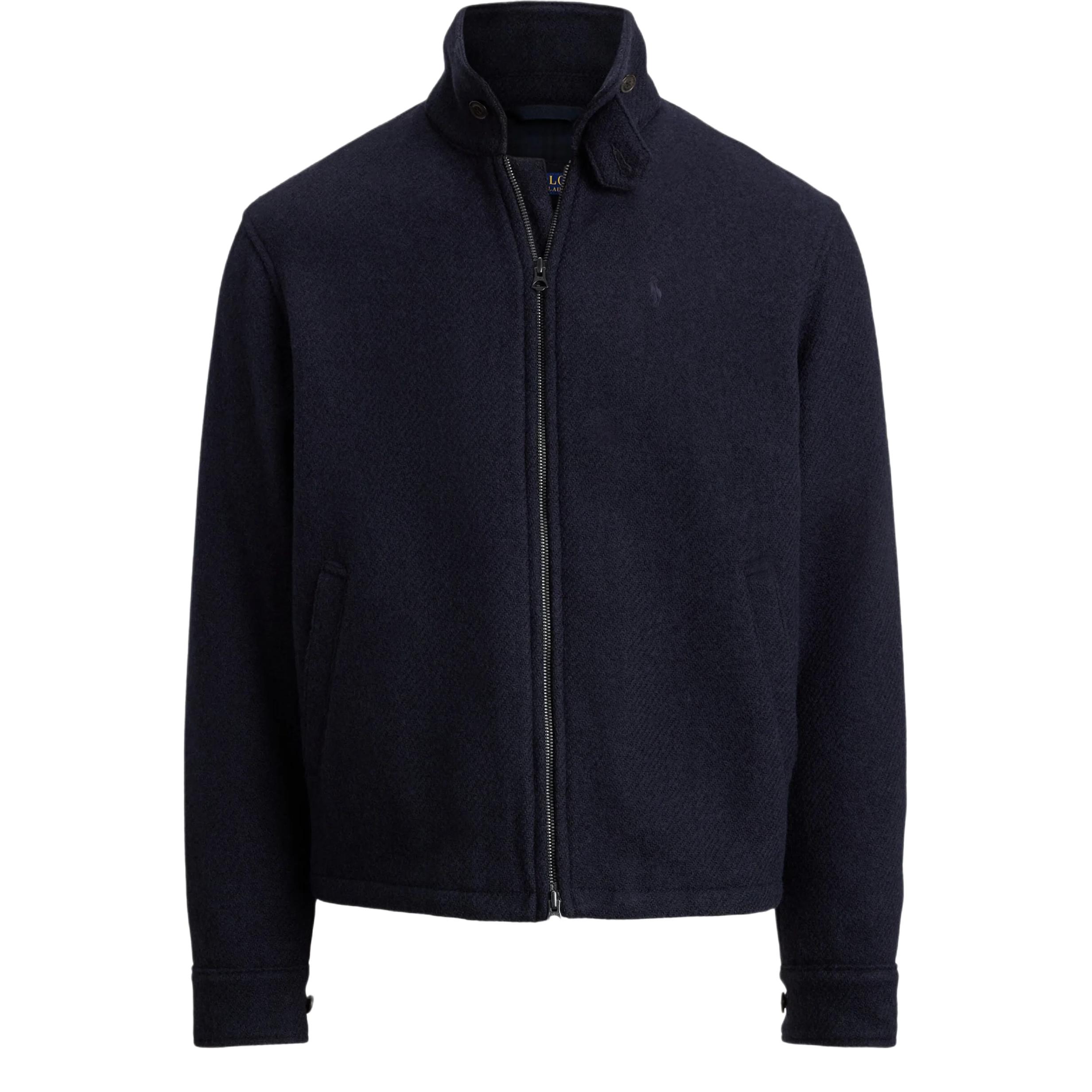 Polo Ralph Lauren FW25 Langdon Wool Solid Zip Pocket Stand Collar Jacket Mens 710969654-001