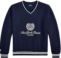 Polo Ralph Lauren FW25 US Open Striped V-Neck Pullover Sweatshirt 710980465-001 Polo Ralph Lauren FW25 US Open Striped V-Neck Pullover Sweatshirt 710980465-001