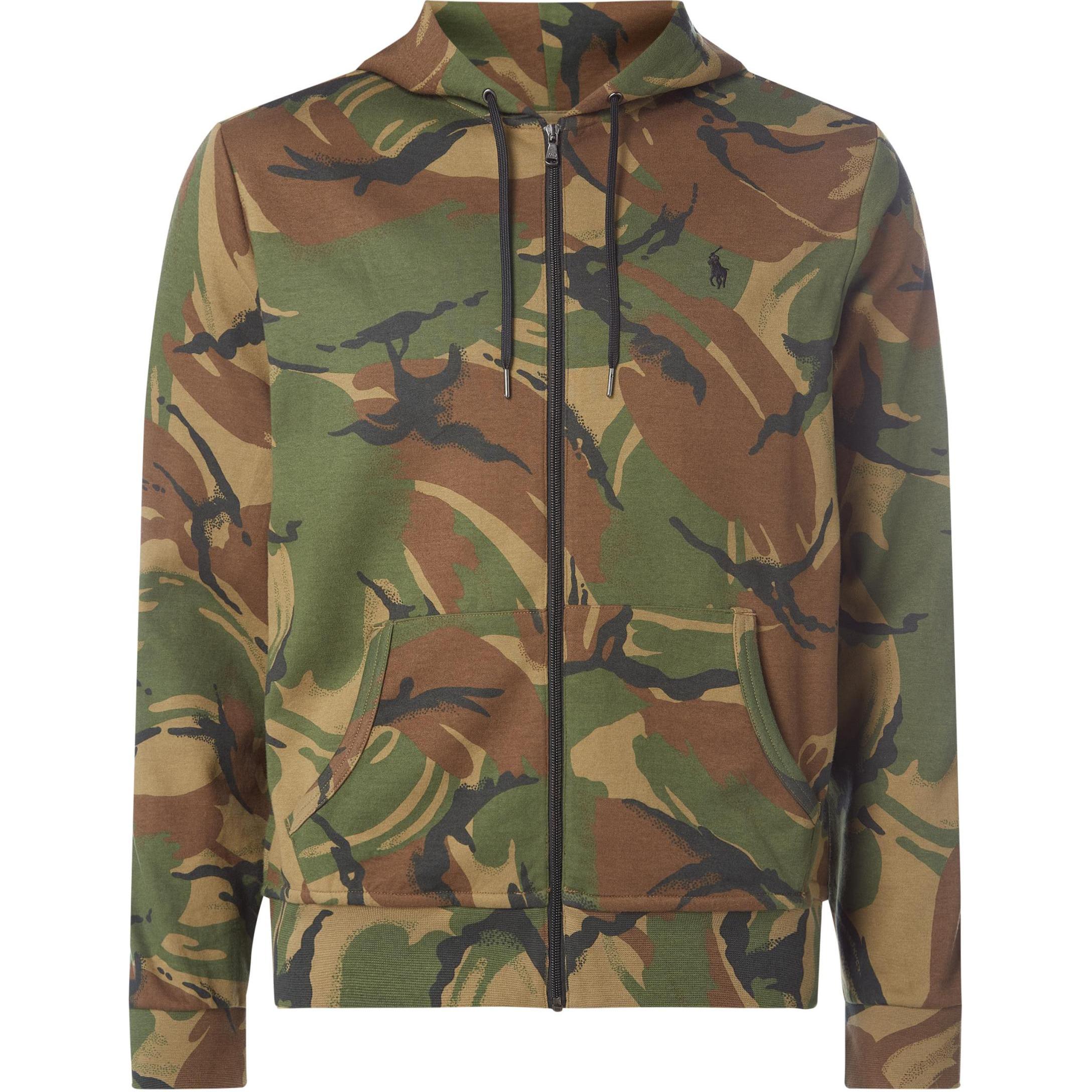 Polo Ralph Lauren Green Camo Embroidered Pony Hoodie Full-Zip Sweatshirt MNPOKNI16820408-999