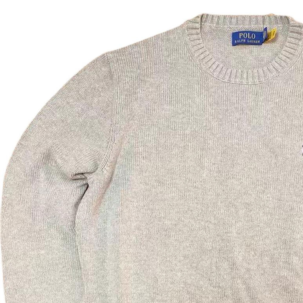 Shop 폴로 랄프로렌 그레이 자수 로고 니트 풀오버 스웨터 남성 FW23. 710884460-001