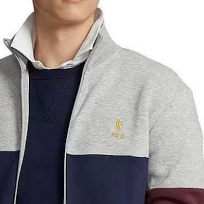 Jaket Polo Ralph Lauren Abu-Abu High Neck Bordir dengan Resleting Depan 710881502-006 Cheap Jaket Polo Ralph Lauren Abu-Abu High Neck Bordir dengan Resleting Depan 710881502-006