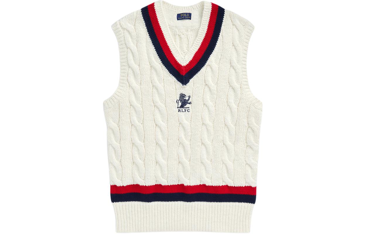 Polo Ralph Lauren Griffin Pattern Striped V-Neck Vest SS24  Wash White MNPOSWE1CM20100-100