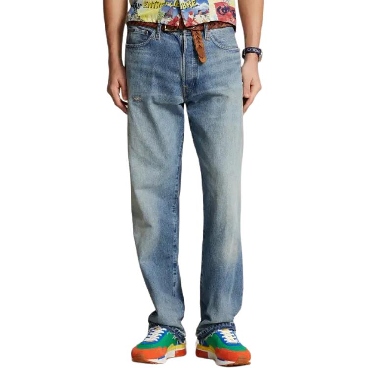 Shop Polo Ralph Lauren Heritage 直筒牛仔褲 寬鬆藍色丹寧長褲 MNPODNM10920310