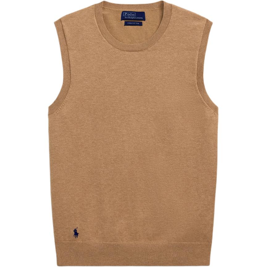 Polo Ralph Lauren Kids' Camel Knit Sleeveless Vest SS25 Solid Round Neck. WMPOSWENC021154-260