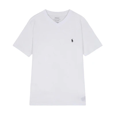 Polo Ralph Lauren Kids' Cotton V-Neck T-Shirt SS23 White Short Sleeve. 323832906007