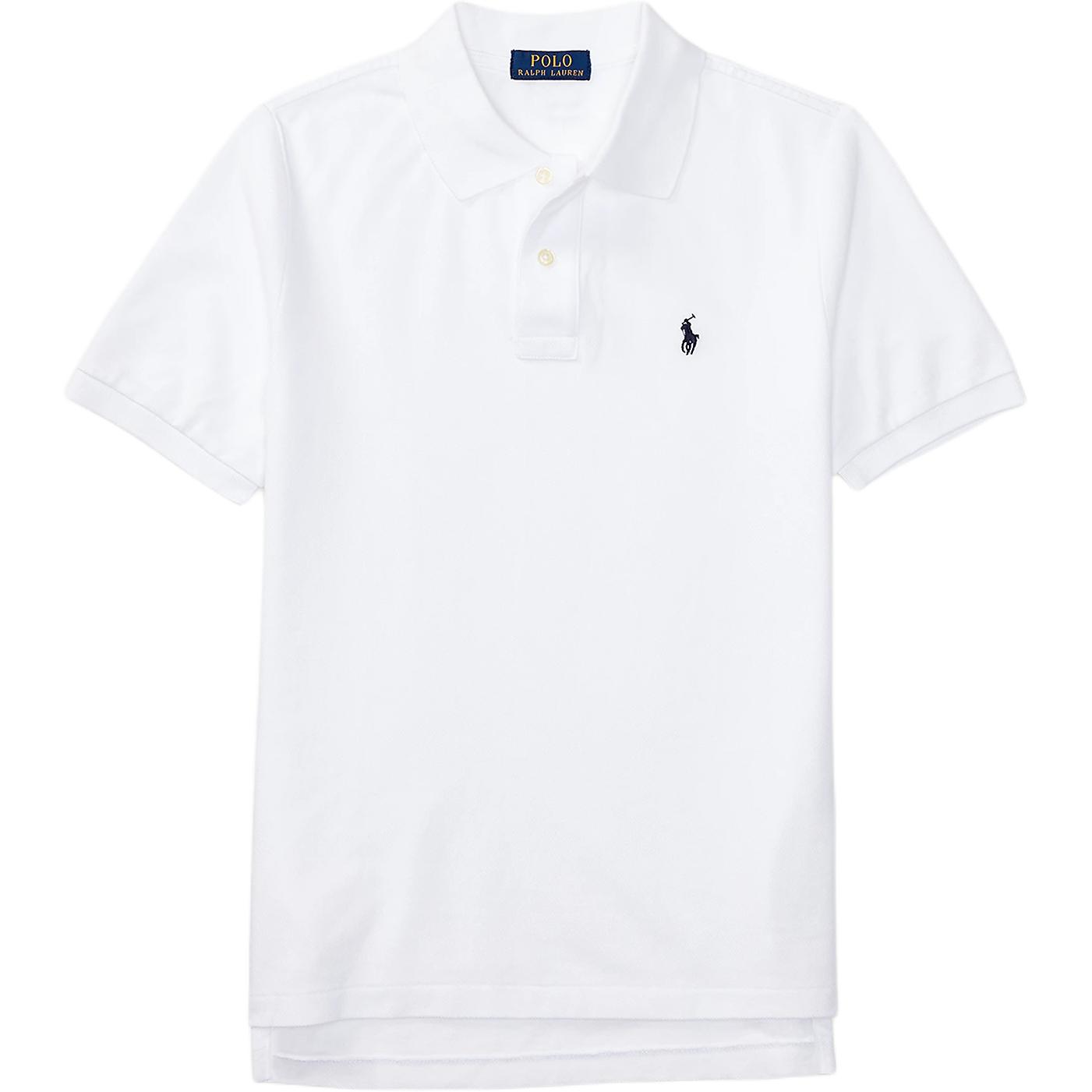 Polo Ralph Lauren Kids SS23 Logo Embroidered White Pullover Polo Shirt. 323603252-004