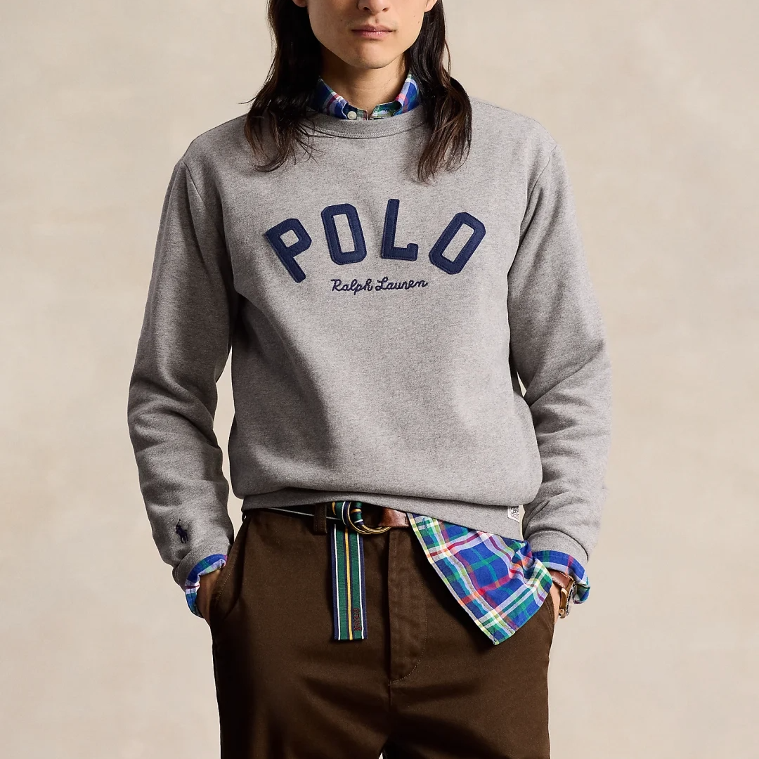 Polo Ralph Lauren Logo Crewneck Ribbed Sweatshirt in Dark Vintage Heather MNPOKNI16824007-DEEP-VINTAGE 圖 4