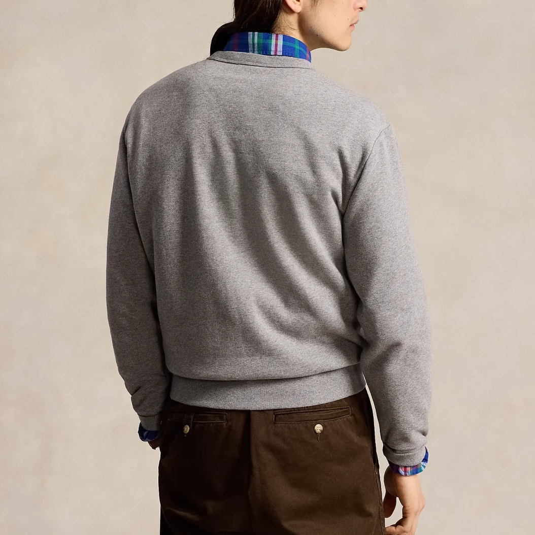 Polo Ralph Lauren Logo Crewneck Ribbed Sweatshirt in Dark Vintage Heather MNPOKNI16824007-DEEP-VINTAGE 圖 5