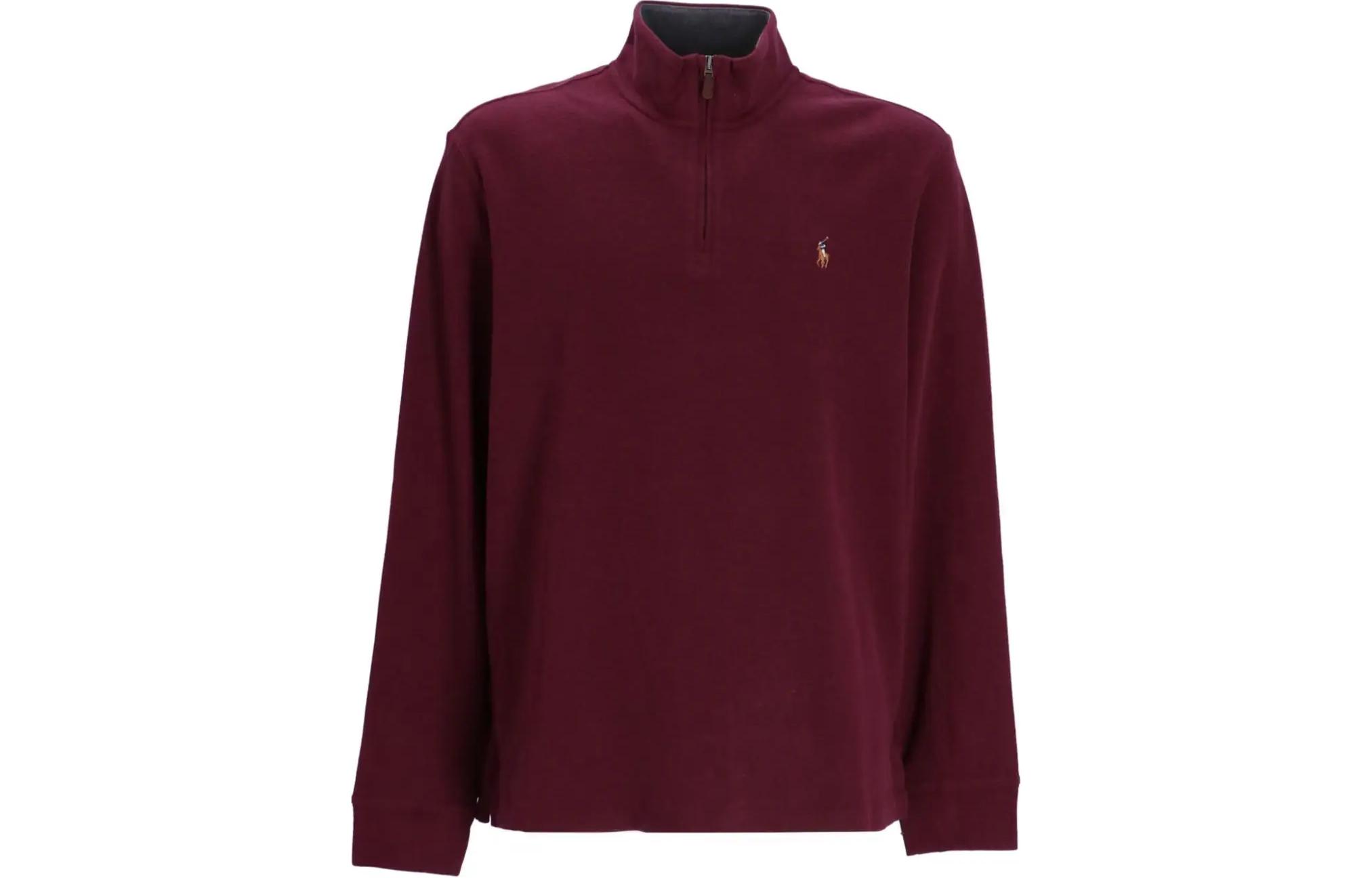 Polo Ralph Lauren Logo Embroidered Half-Zip Pullover Sweatshirt Maroon Mens. 710877001-010