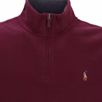 Shop Polo Ralph Lauren Logo Embroidered Half-Zip Pullover Sweatshirt Maroon Mens. 710877001-010