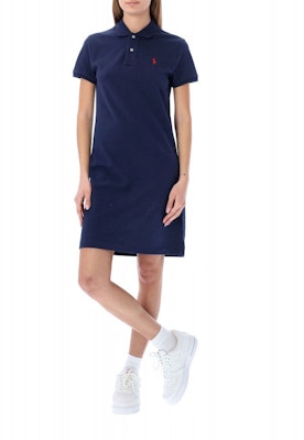 Polo Ralph Lauren 刺繡logo藍色短袖洋裝 211799490P-005 Shop Polo Ralph Lauren 刺繡logo藍色短袖洋裝 211799490P-005
