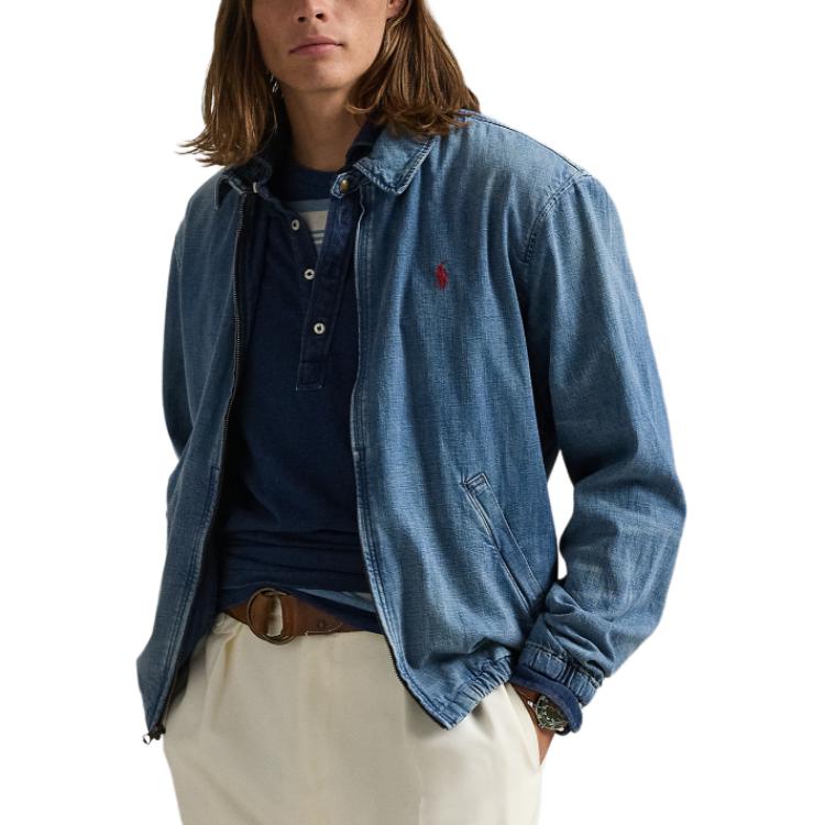 Polo Ralph Lauren Logo Embroidered Zip-Up Denim Jacket  Blue Long Sleeve MNPOOTW16021603-400 圖 5