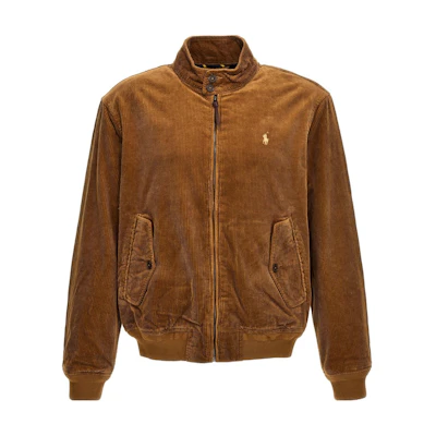Polo Ralph Lauren Logo Embroidered Zip-Up Stand Collar Jacket Brown Men’s. 914227002-BEIGE