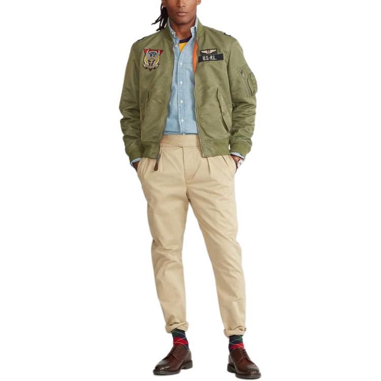 Lookbook Polo Ralph Lauren Jaket Kasual Zip Logo Patch Hijau Tentera 710833801-001