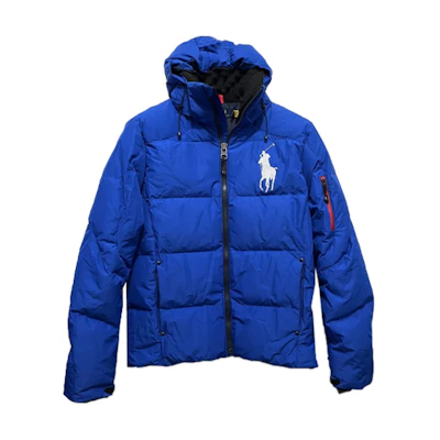 Polo Ralph Lauren Logo Print Hooded Puffer Jacket Blue 710716127-004